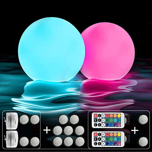 IOKUKI Pool Toys 16'' Inflatable Ball Light Up Beach Ball with RC 4PCS 13 Colors/4 models/10 Grade Brightness Glow in The Dark Ball Beach Toys for Pool Decorations Party Indoor & Outdoor Games 